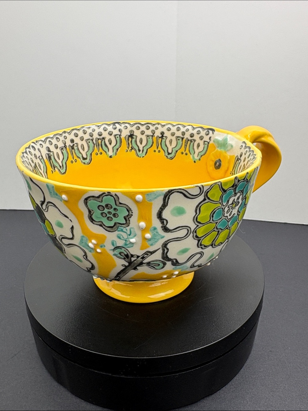 Anthropologie Elka Ayaka Mug Footed Pedestal Twisted Handle Raised Dots